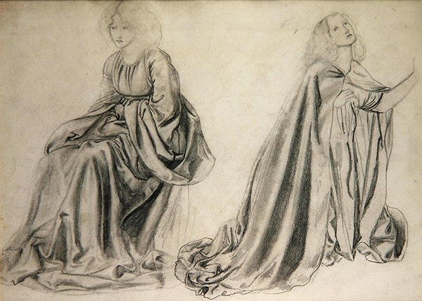 Studie pro „hráče backgammonu“ (tužka na papíře) od Edward Coley Burne Jones