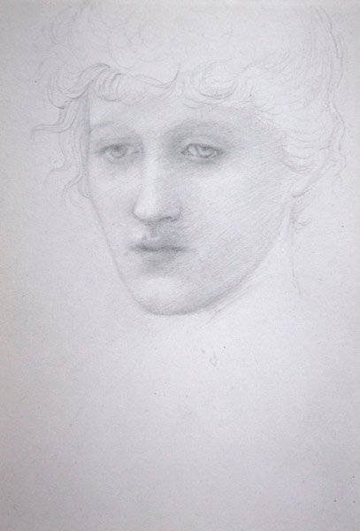 Studie hlavy dívky - Bessie Keane, kolem roku 1896 (tužka na papíře) od Edward Coley Burne Jones