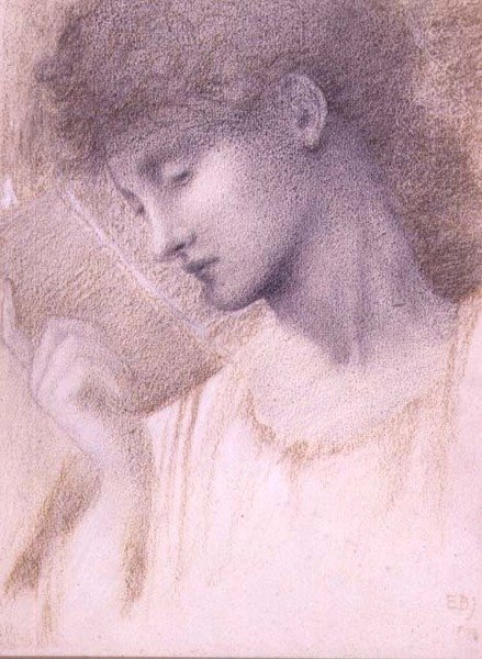 Studie hlavy (křída na papíře) od Edward Coley Burne Jones