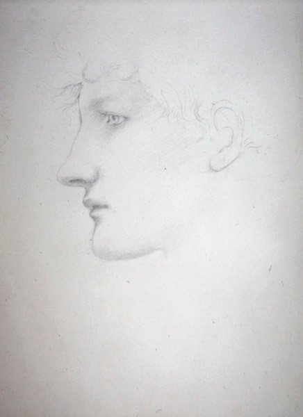 Studie hlavy - Bessie Keane, kolem roku 1893 (tužka na papíře) od Edward Coley Burne Jones