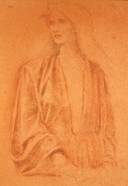 Studie dívky (tužka na papíře) od Edward Coley Burne Jones