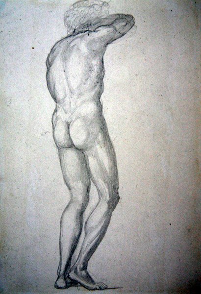Studie stojícího aktu, cca 1873 (tužka na papíře) od Edward Coley Burne Jones
