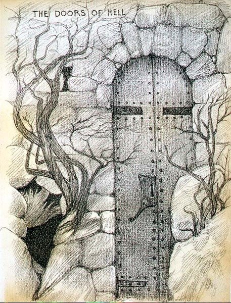 The Doors of Hell (tužka na papíře) od Edward Coley Burne Jones