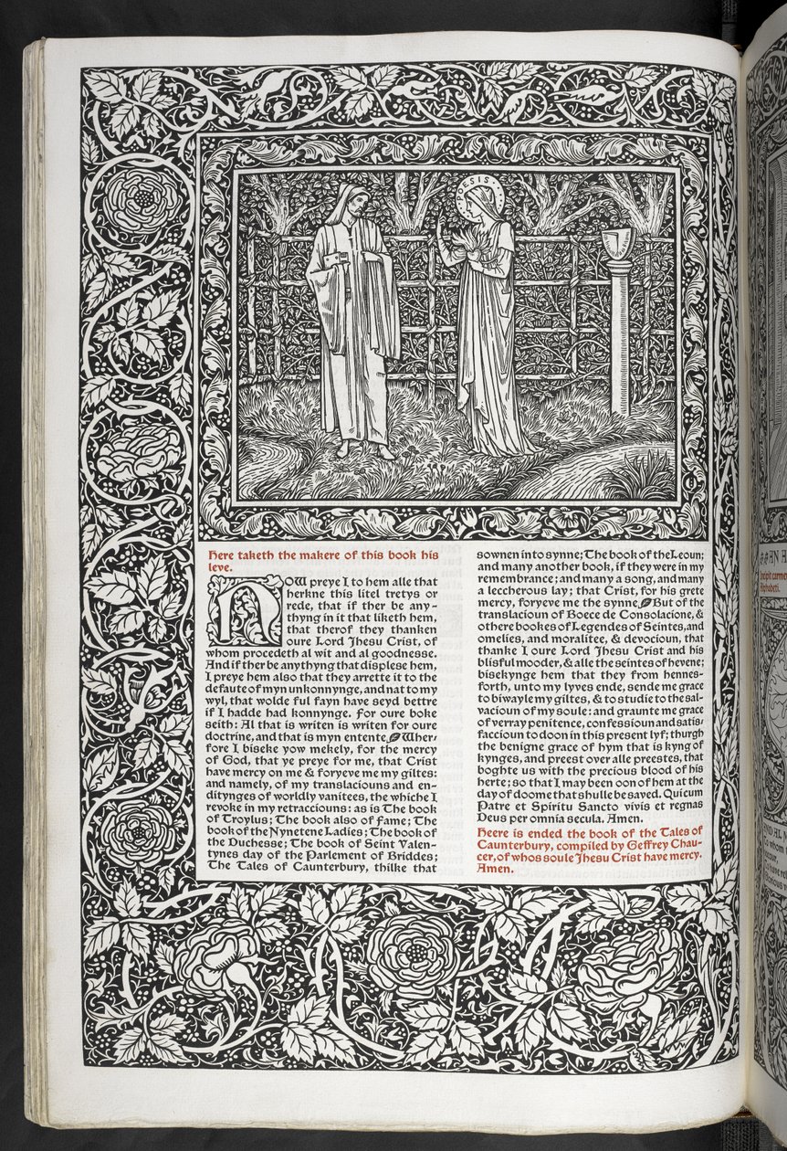 „The Works of Geoffrey Chaucer nyní nově potištěné obrázky navrženými Sirem Edwardem Burne-Jonesem“ od Edward Coley Burne Jones