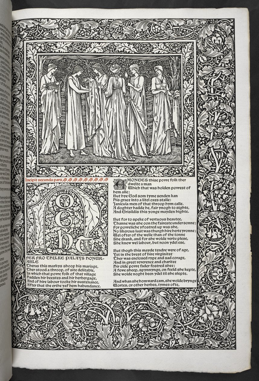 „The Works of Geoffrey Chaucer nyní nově potištěné obrázky navrženými Sirem Edwardem Burne-Jonesem“ od Edward Coley Burne Jones