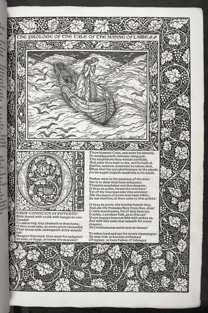 „The Works of Geoffrey Chaucer nyní nově potištěné obrázky navrženými Sirem Edwardem Burne-Jonesem“ od Edward Coley Burne Jones