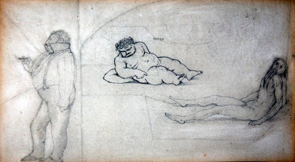 William Morris a autorka v parní lázni, asi 1890 (tužka na papíře) od Edward Coley Burne Jones