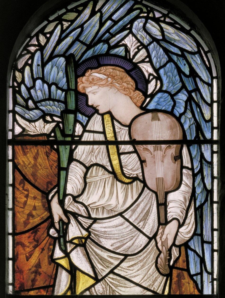 Anděl s palmou a houslemi, 1877 (vitráže) od Edward Burne Jones