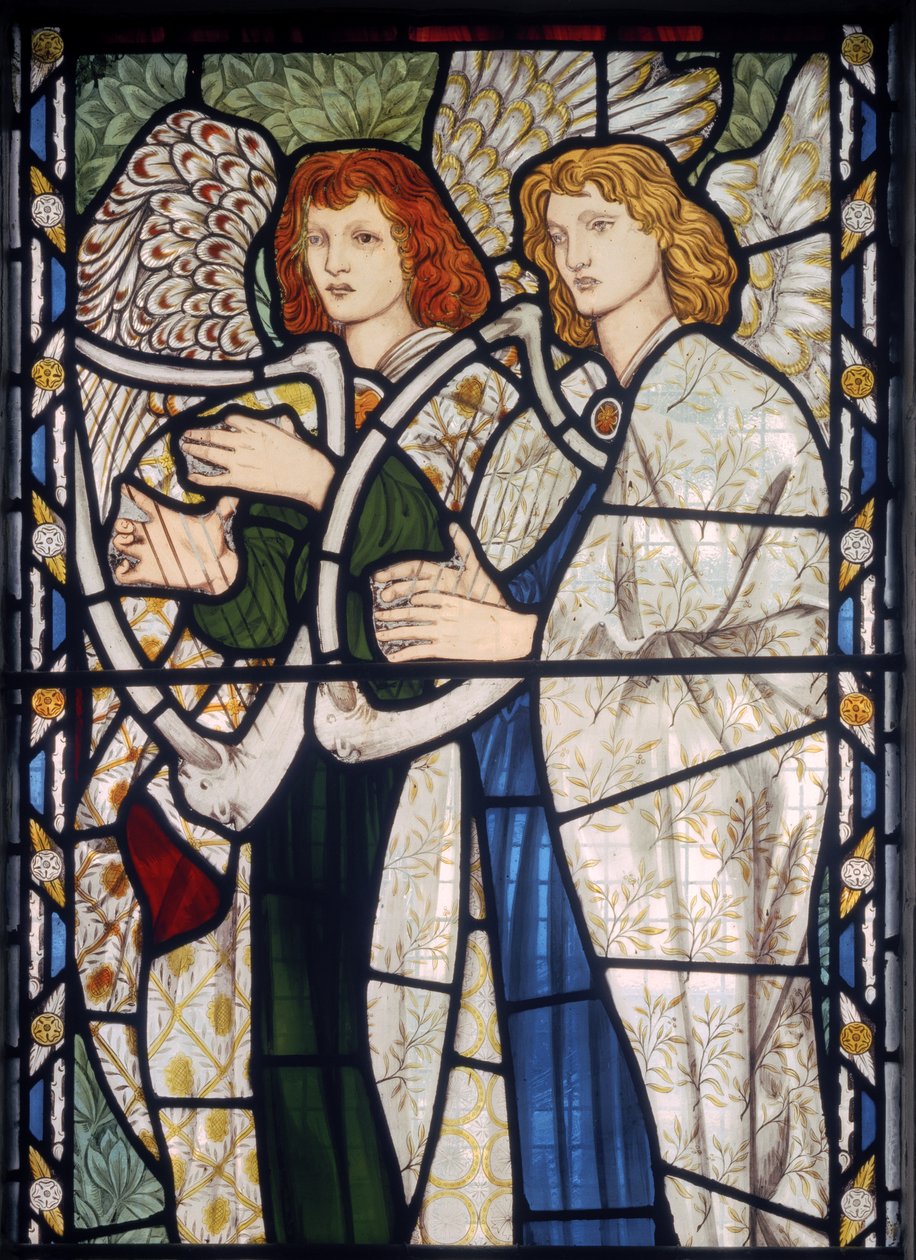 Andělé hrají na harfy, 1866 (vitráže) od Edward Burne Jones