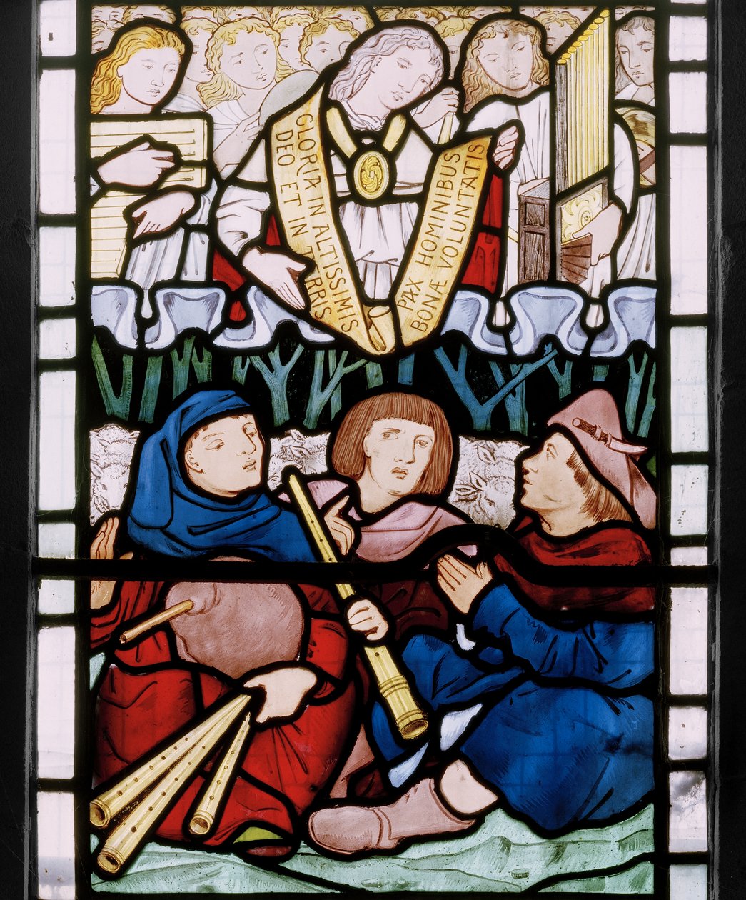 Zvěstování pastýřům, východní okno predella, 1864 (vitráže) od Edward Burne Jones