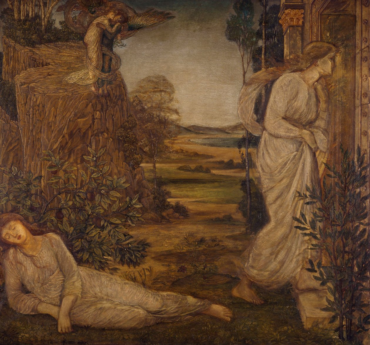 Cupid and Psyche - Palace Green Murals - Zephyrus Bearing Psyche to the Mountain, 1881 od Edward Burne Jones