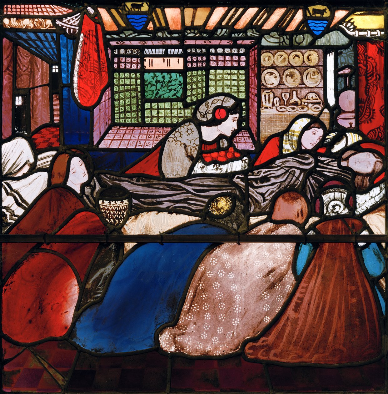 Smrt St Frideswide, 1859 (vitráže) od Edward Burne Jones