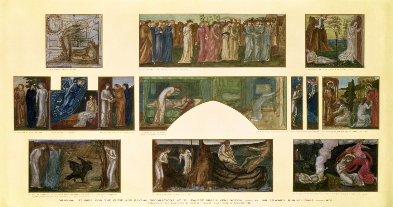 Návrhy dekorací „Amor a psychika“ v Paláci Green č. 1, Kensington, 1872 od Edward Burne Jones