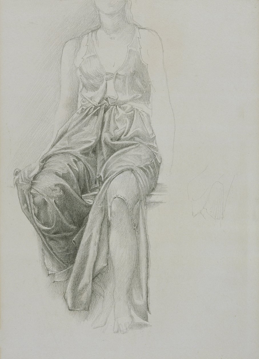 Studie drapérie pro "Krále Cophetua", asi 1883 (grafit na papíře) od Edward Coley Burne Jones