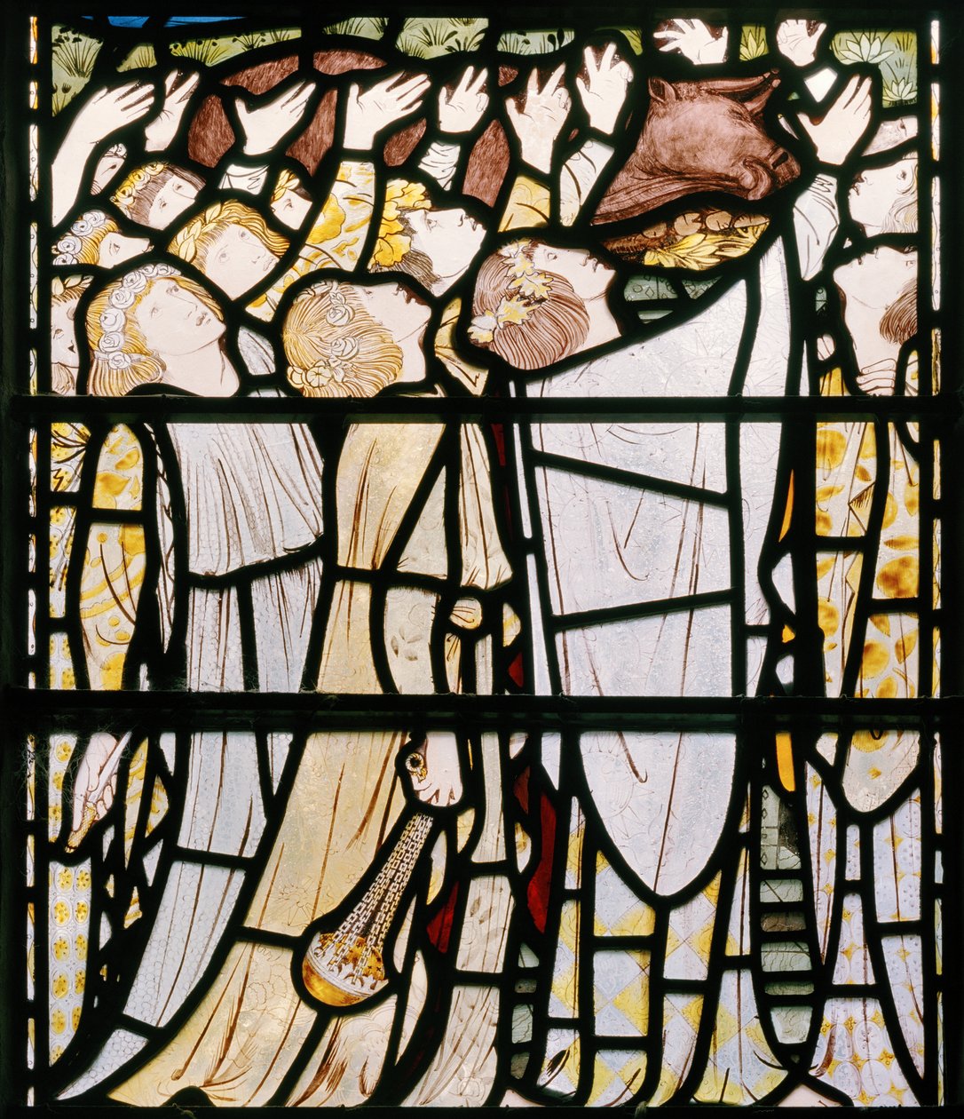 Eliáš a kněží Baalovi, detail, 1863 (vitráže) od Edward Burne Jones