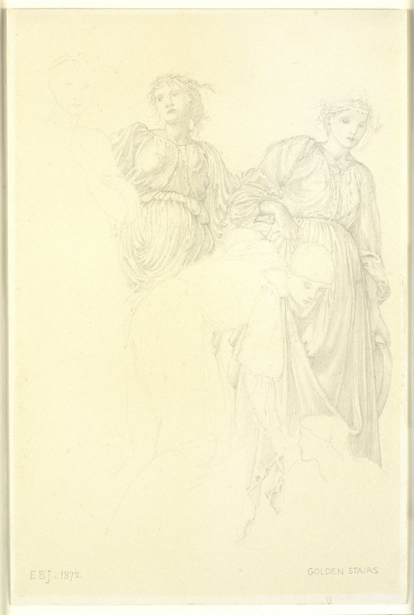 Skupina žen, Předběžná studie k obrazu, Zlaté schody od Edward Coley Burne Jones