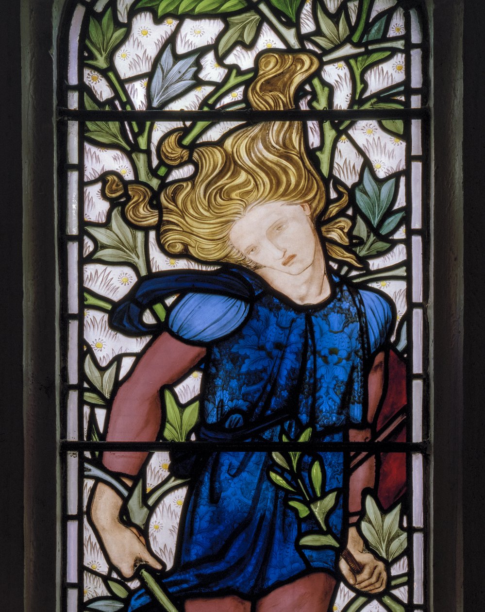 Knotty Ash, St John The Evangelist, Morris Marshall & Faulkner & Co, Edward Burne-Jones, Absalom detail, 1872 od Edward Burne Jones