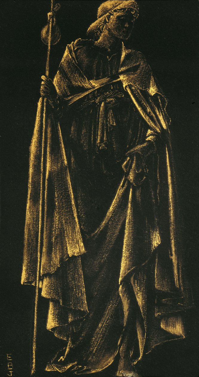 Sloužící anděl (zlatá barva na papíře) od Edward Burne Jones