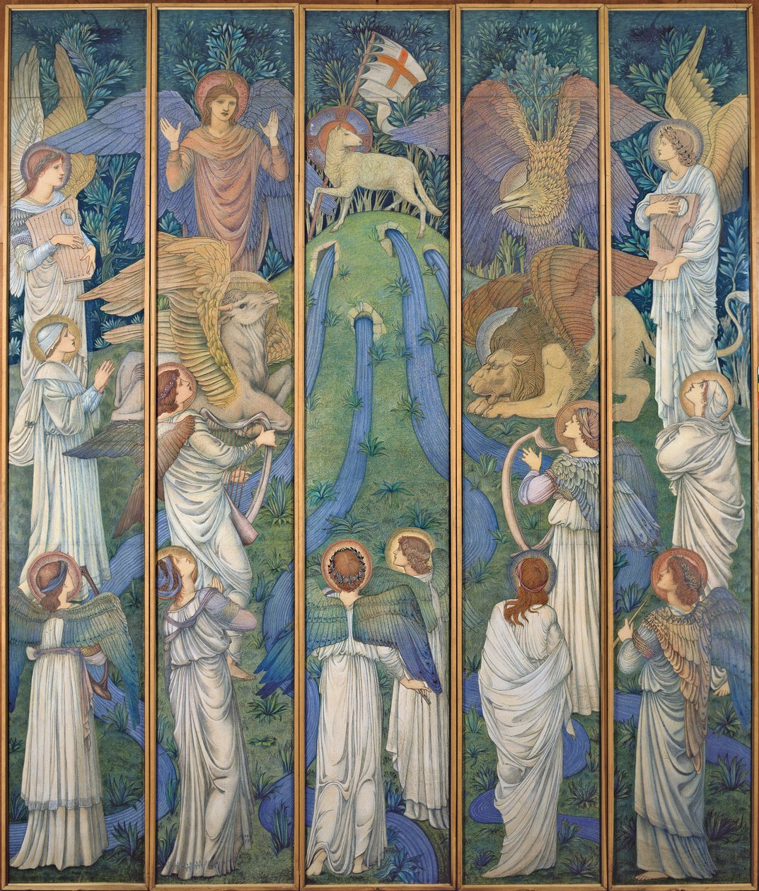 Ráj s uctíváním Svatého Beránka, kolem 1875-80 od Edward Burne Jones
