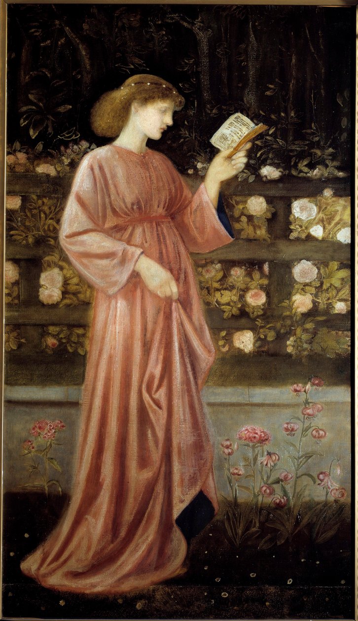 Znázornění princezny Sabry, dcery krále Ilustrace princezny svatého Jiří a draka. Obraz Edwarda Burne Jonese (1833-1898) 1865-1866 Ne. 1x0,6 m Paříž, musee d