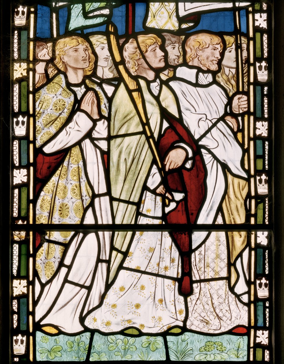 Svatí s prapory, 1865 (vitráže) od Edward Burne Jones