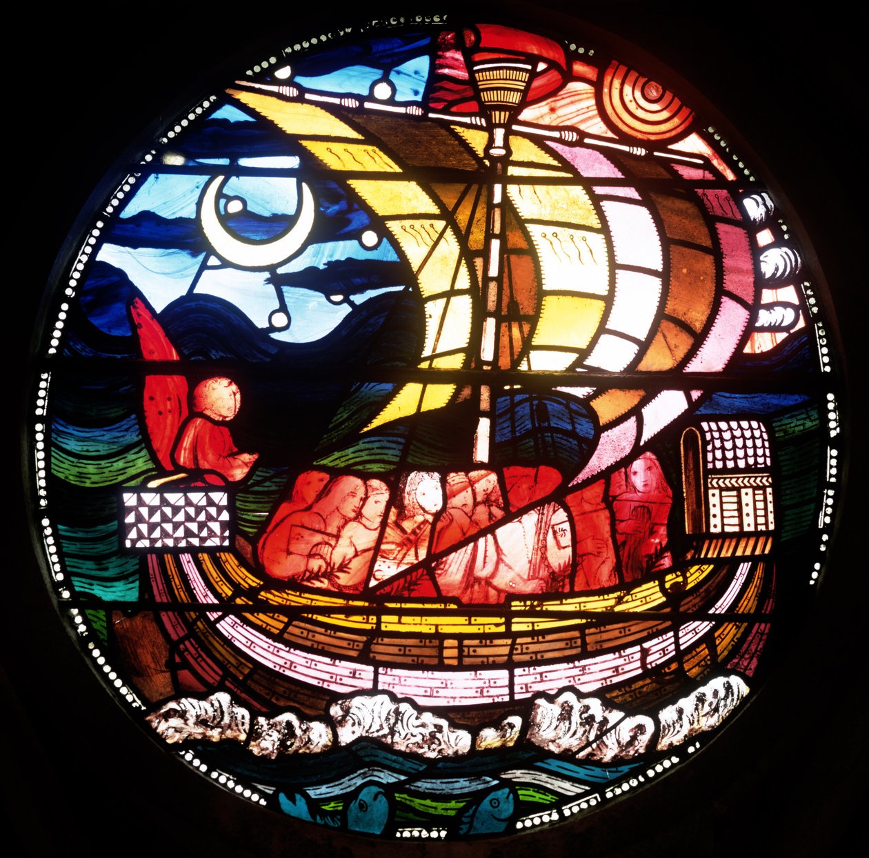 Loď duší, pravděpodobně detail z barevného skla z roku 1859 z roku 120181 od Edward Burne Jones