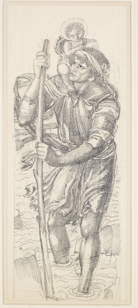 Svatý Kryštof a Jezulátko od Edward Coley Burne Jones
