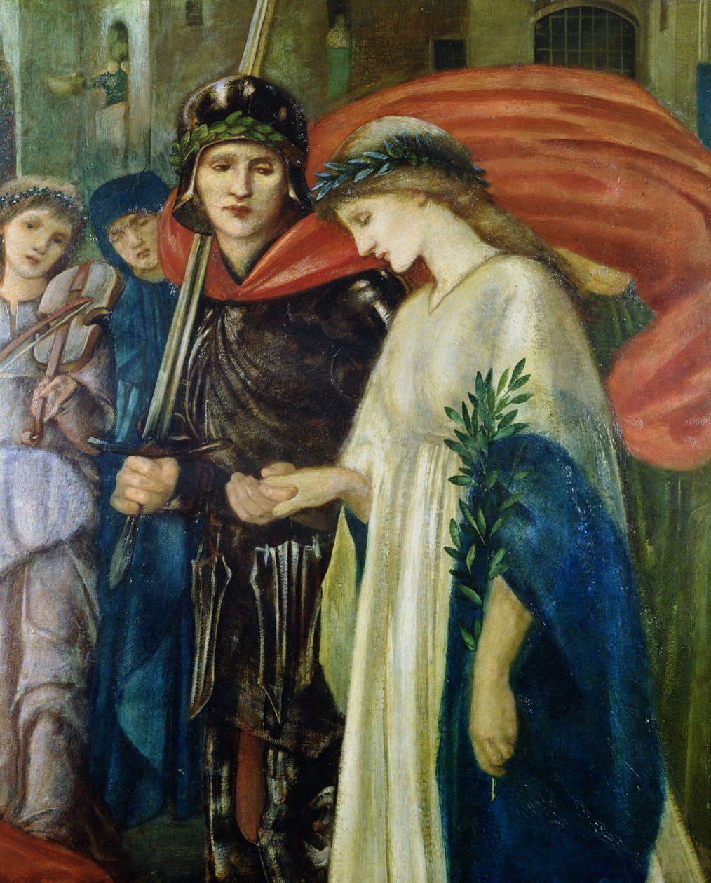 Svatý Jiří a drak: č. 7 Návrat, detail sv. Jiří a princezna od Edward Burne Jones