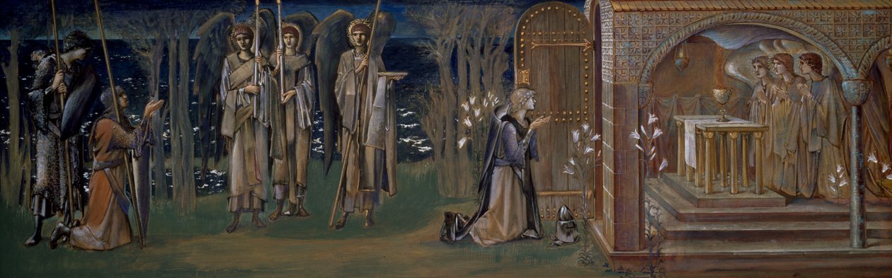 Studie k tapisérii „Dosažení svatého grálu“, kolem roku 1894 od Edward Burne Jones