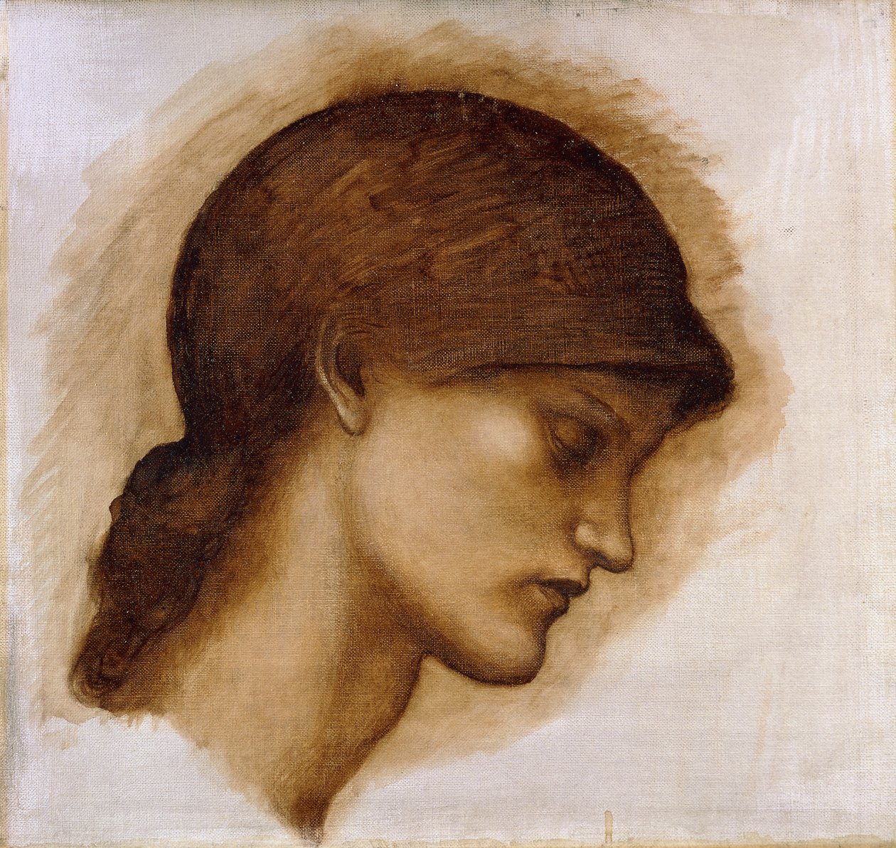 Studie hlavy dámy, od Edward Burne Jones