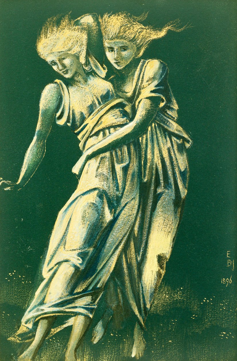 Studie objímajících tanečních postav: Návrh pro kov od Edward Burne Jones