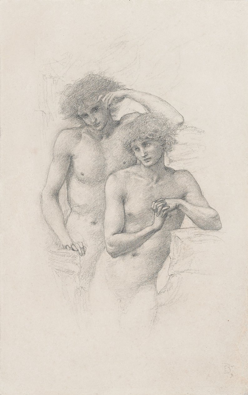 Studie dvou mužských aktů pro "Arthur in Avalon", c. 1885 od Edward Burne Jones