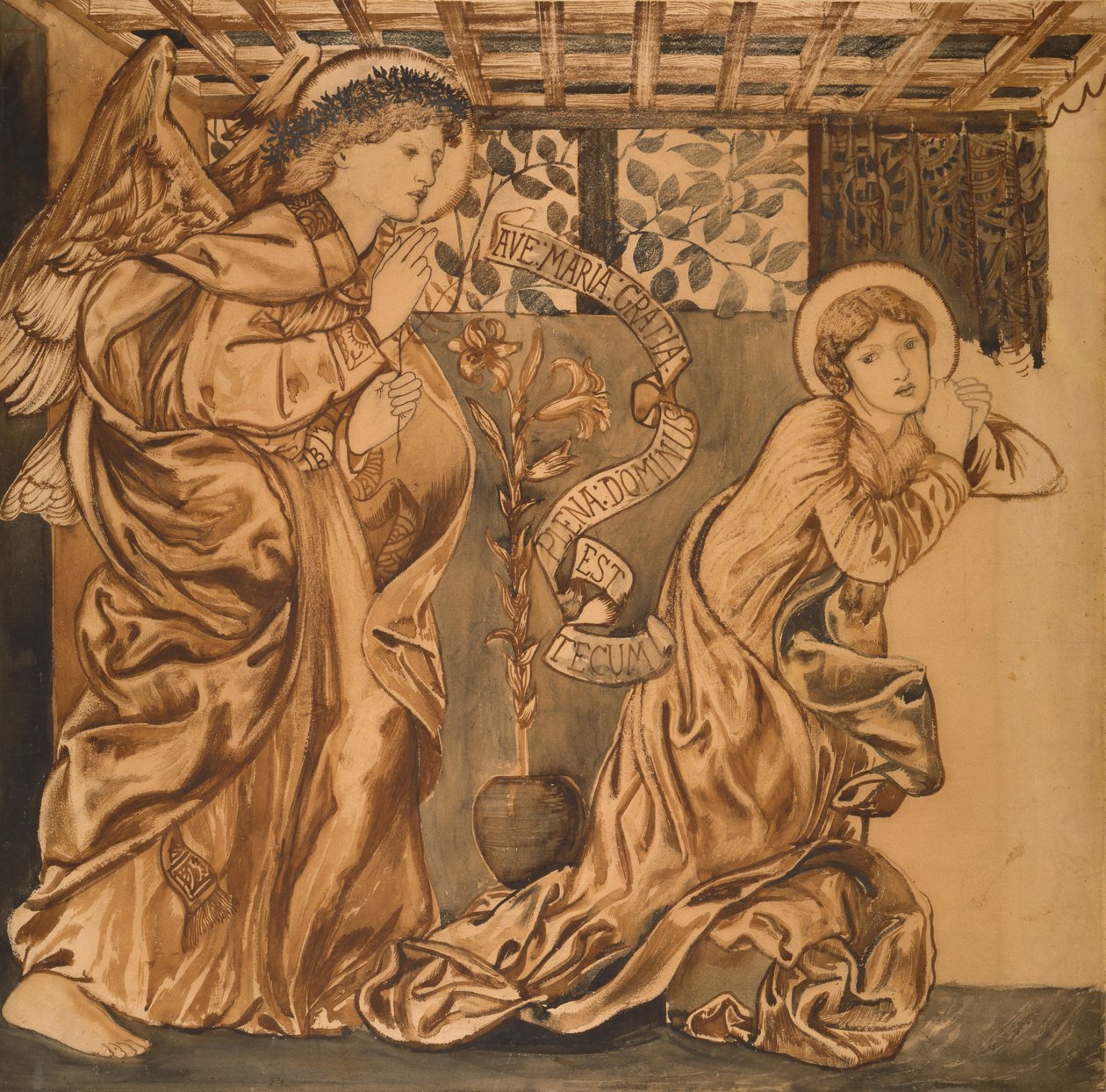 Zvěstování (akvarel na papíře) od Edward Burne Jones