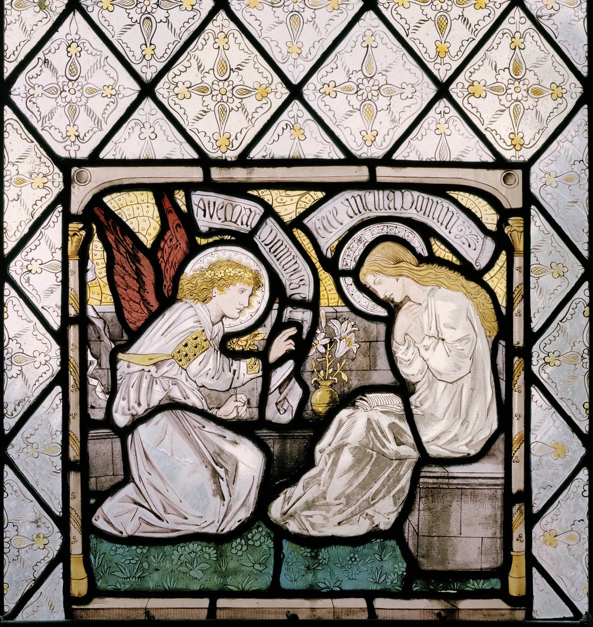 Zvěstování, detail z východního okna, 1865 (vitráže) od Edward Burne Jones