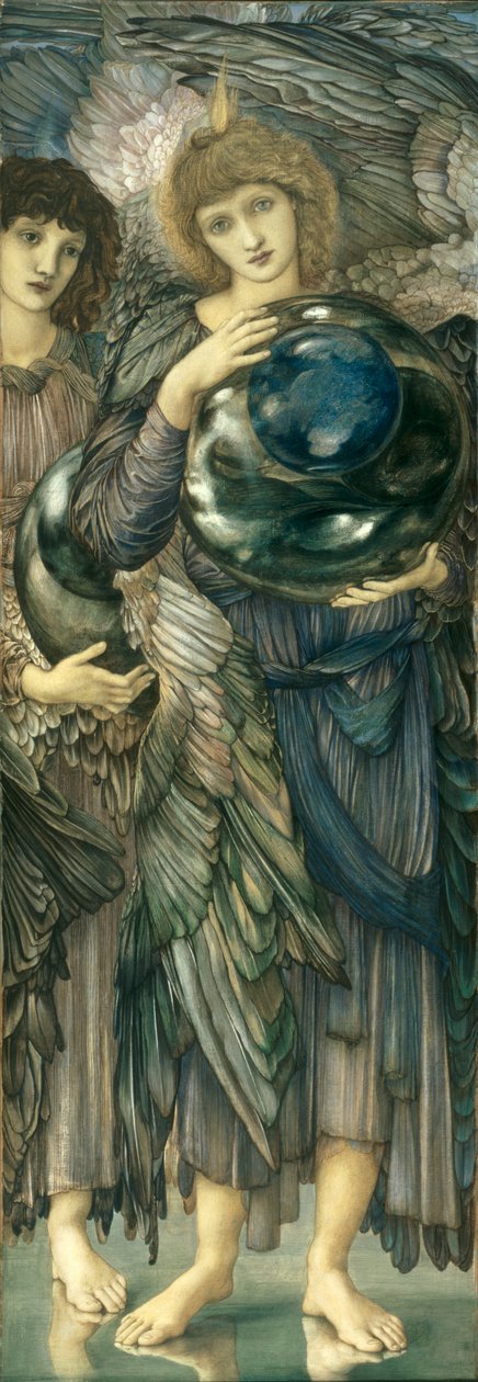 The Days of Creation: The Second Day, 1870-76 (wc, kvaš, skořápková zlatá a platinová barva na plátěném panelu) od Edward Burne Jones
