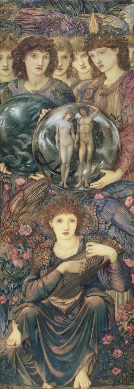 The Days of Creation: The Sixth Day, 1870-76 (wc, kvaš, skořápková zlatá a platinová barva na plátěném panelu) od Edward Burne Jones