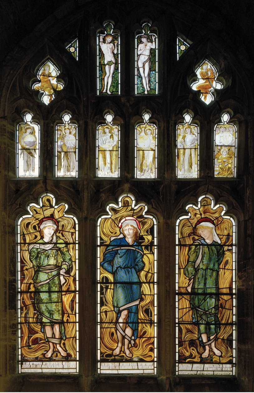 Ohnivá pec, 1870 (barevné sklo) od Edward Burne Jones