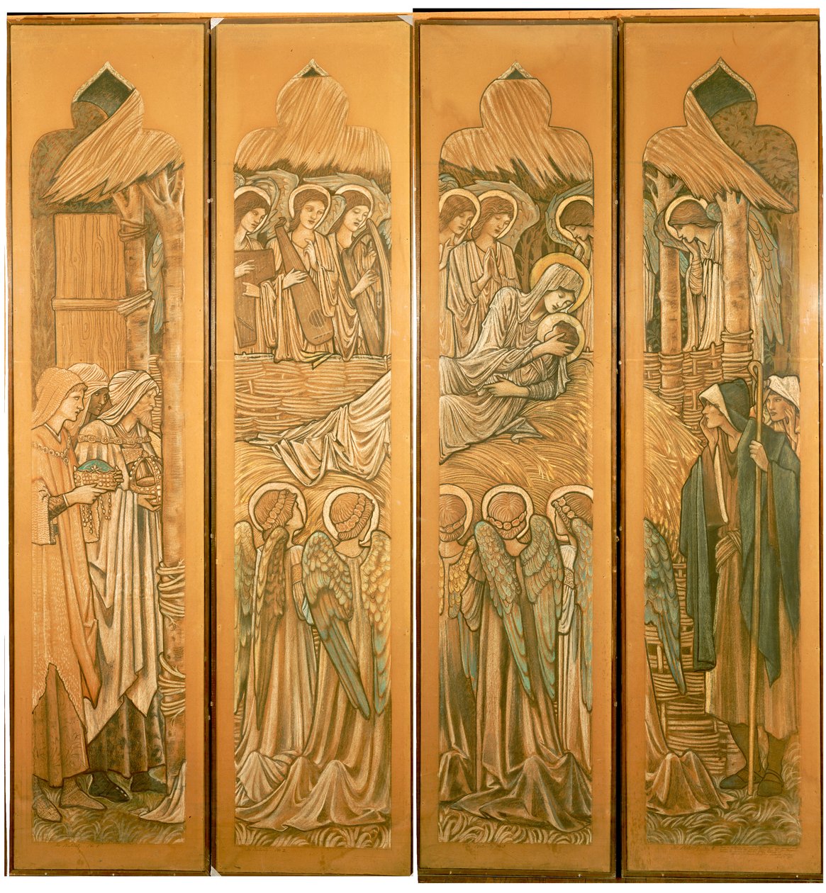 Narození Páně, karikatury pro okno z barevného skla v St. Deiniol, Hawarden, 1897 od Edward Burne Jones