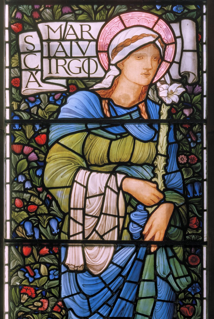 Panna Maria, východní okno, 1880 (vitráže) od Edward Burne Jones