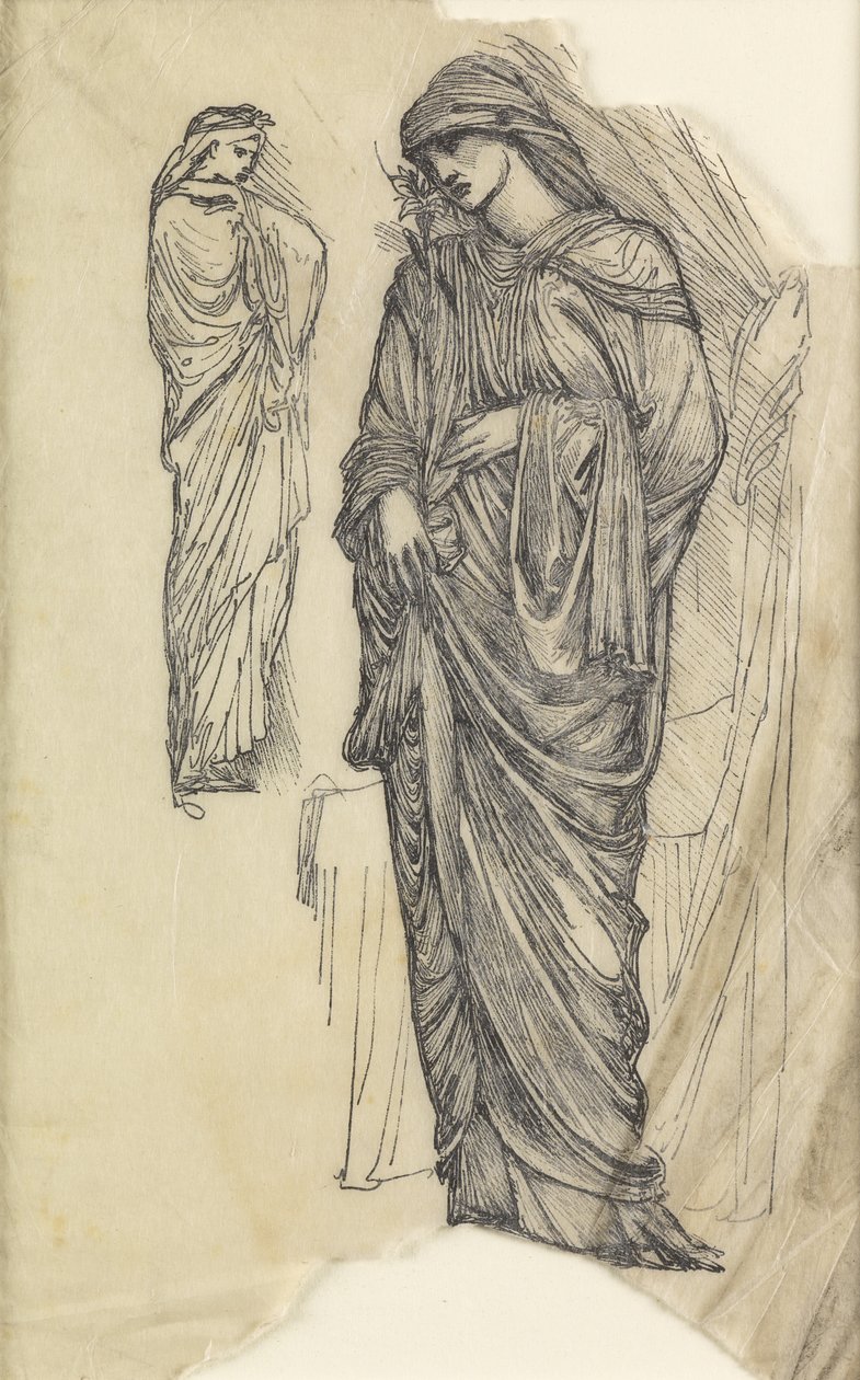 Dvě studie dámy v dlouhém splývavém oděvu od Edward Burne Jones