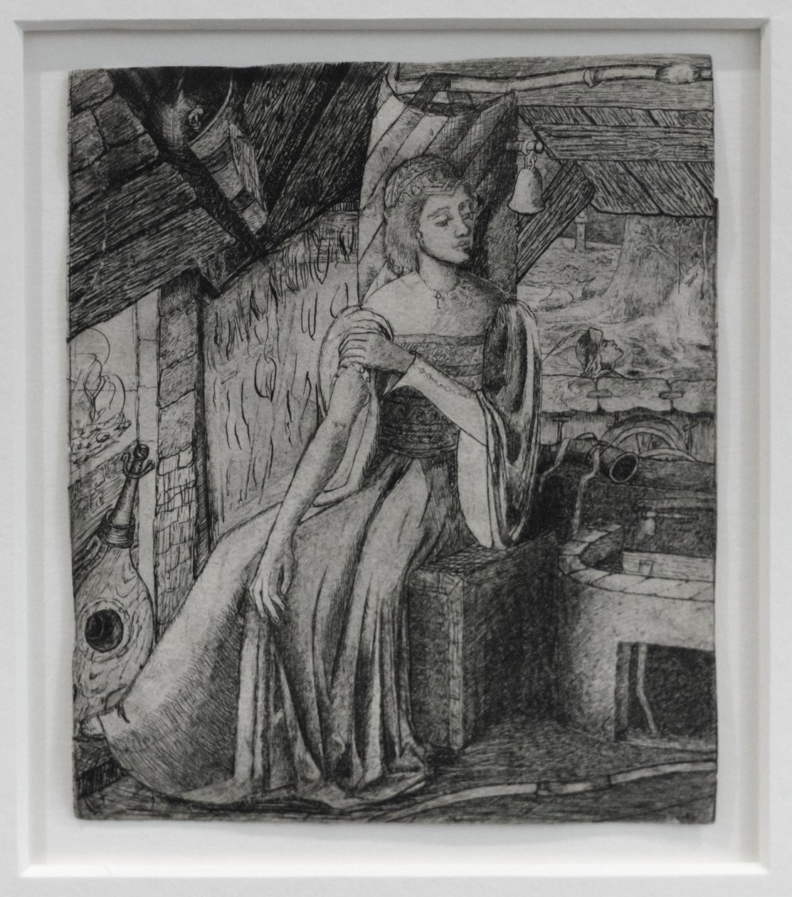 Neznámý předmět, pravděpodobně Amorkova dcera u jeho kovárny, asi 1857 (pero, tužka na papíře) od Edward Coley Burne Jones