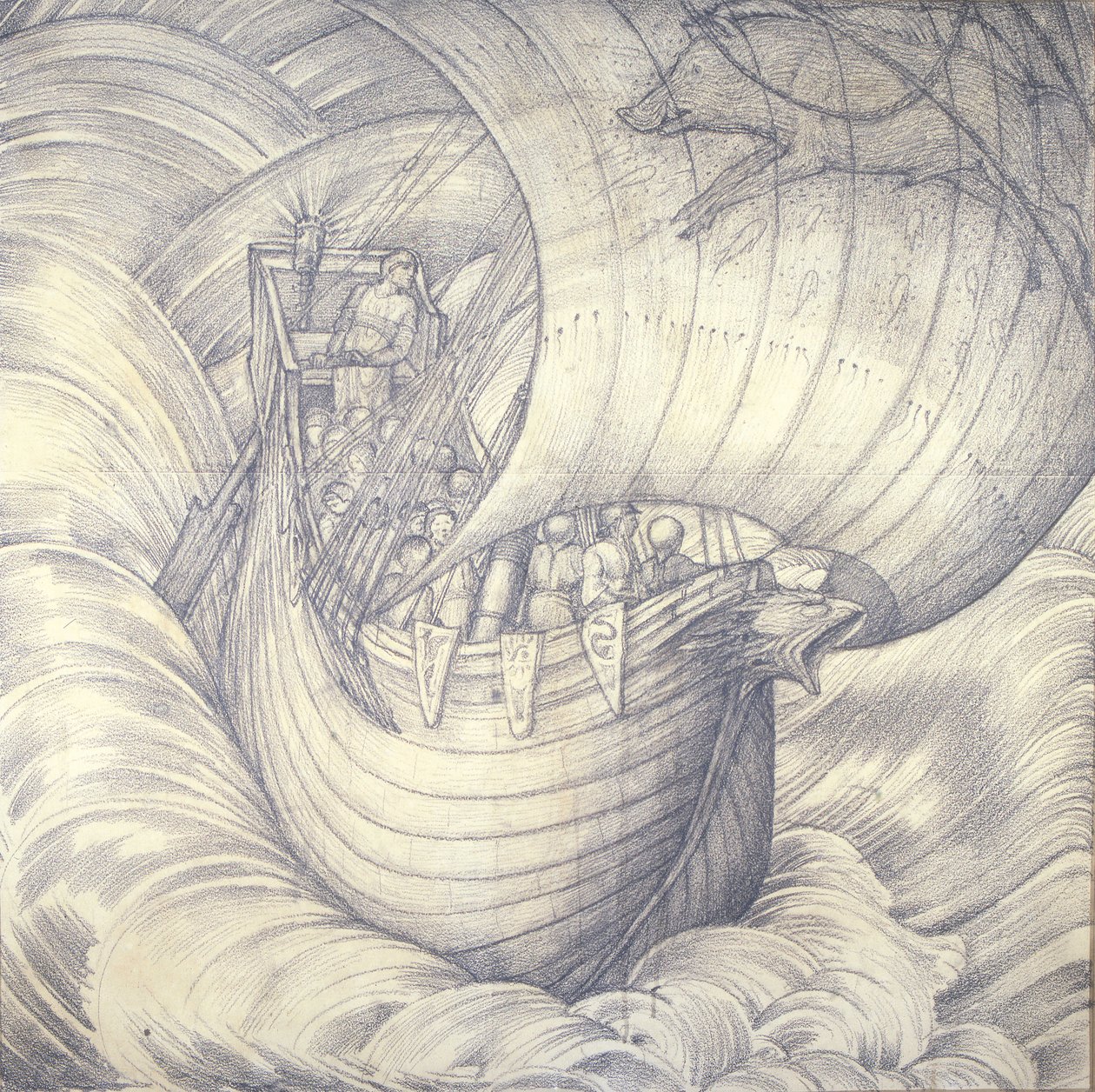 Voyage to Vinland the Good, 1884 (křída na papíře) od Edward Burne Jones