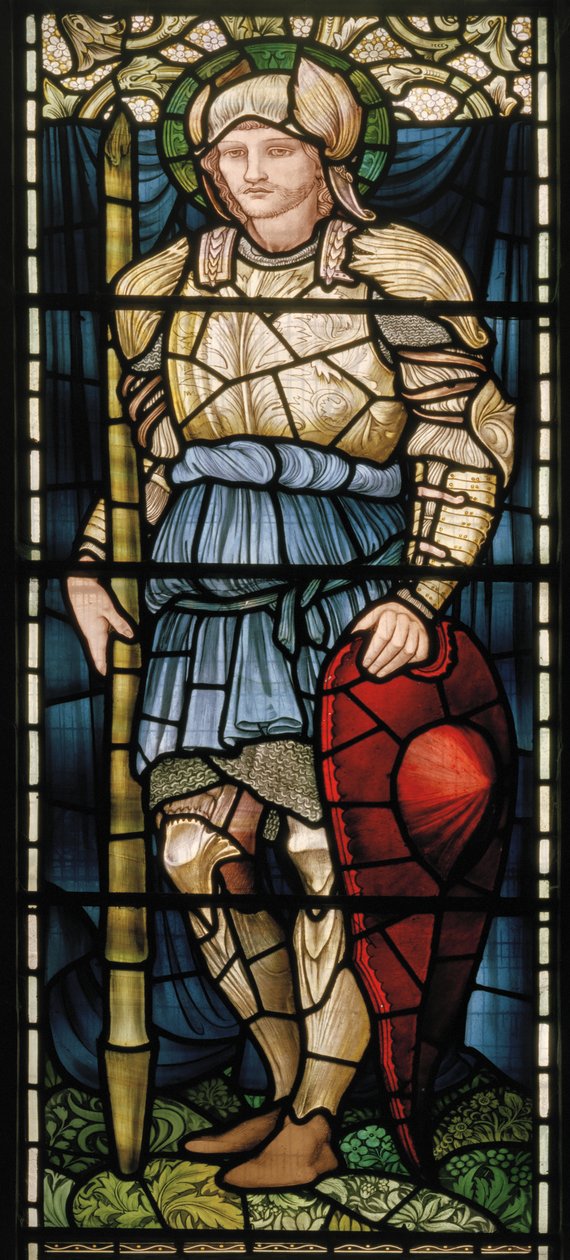 Wilden, All Saints, Morris & Co., Edward Burne-Jones, John Henry Dearle (1859-1932), St George, Courage, 1902-1914, Louisa, Alfred, The Baldwins, ministerský předseda, metodista, Worcestershire, Arts & Craf od Edward Coley and Dearle Burne Jones