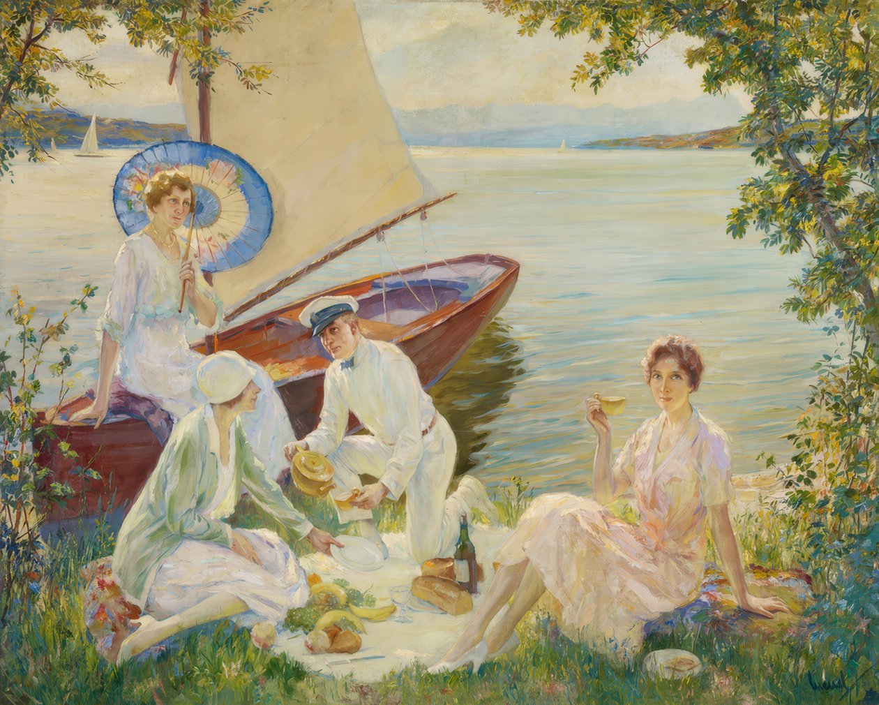 Piknik u jezera Starnberg od Edward Cucuel