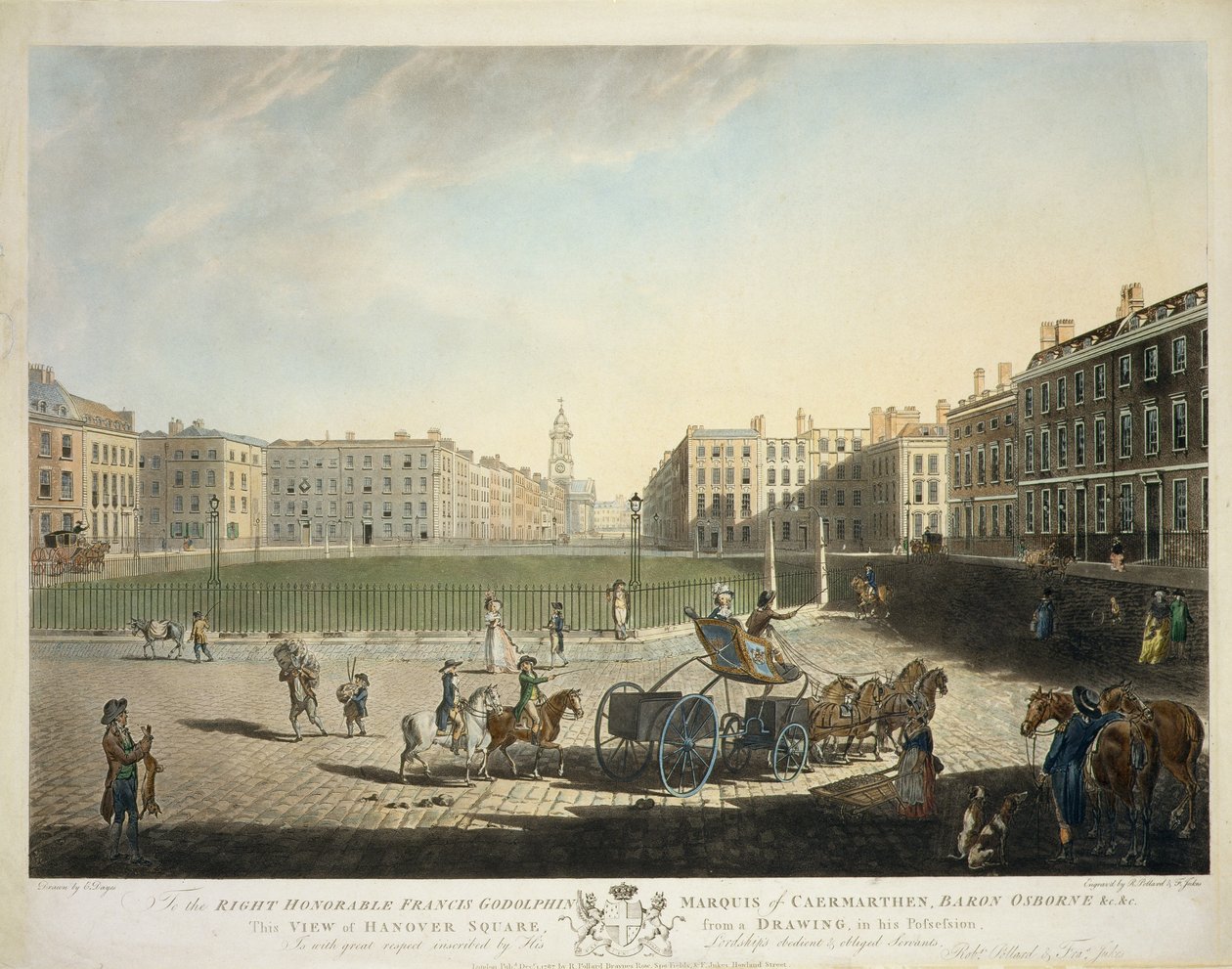 Hanover Square, vyrytý Robert Pollard (1755-1838) a Francis Jukes (1747-1812) 1787 (viz také 20864) od Edward Dayes