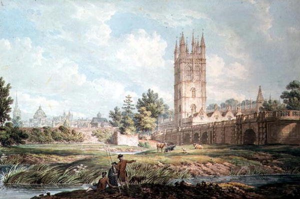 Magdalen College a most, Oxford, od řeky od Edward Dayes