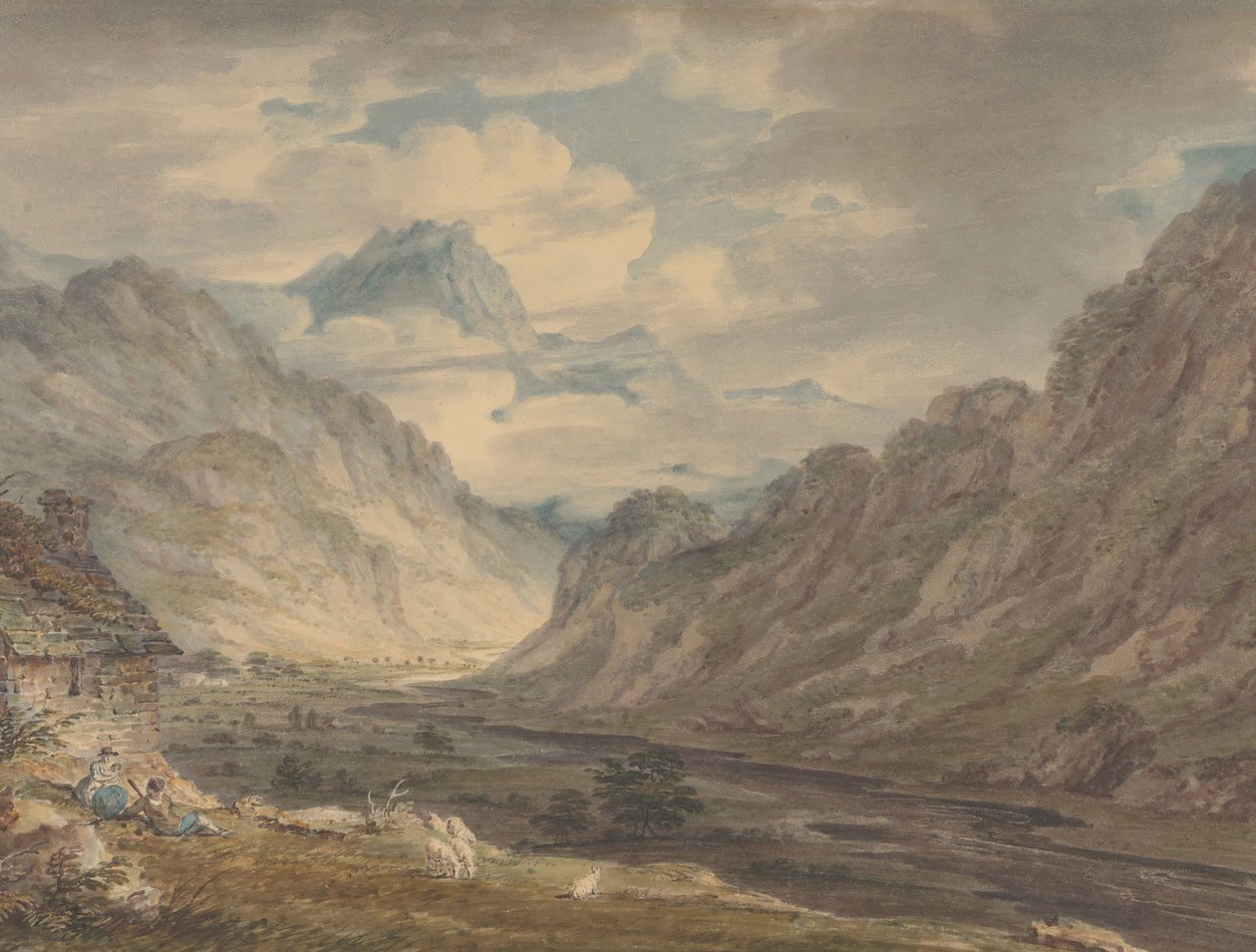 Honister Pass z farmy Gatesgarth, Gatesgarthdale, Lake District, 1789-1804. od Edward Dayes