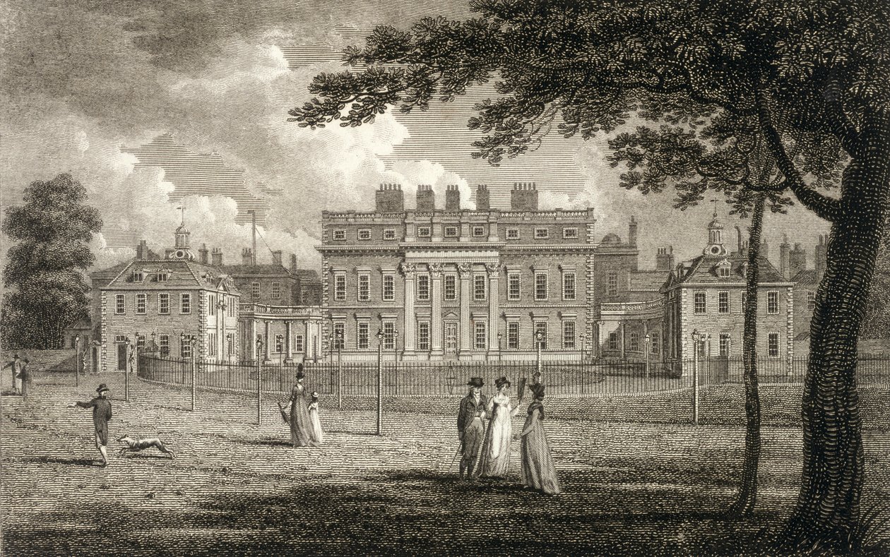 Pohled na Buckinghamský dům, vyryl W. Knight, vydáno 1799 od Edward Dayes