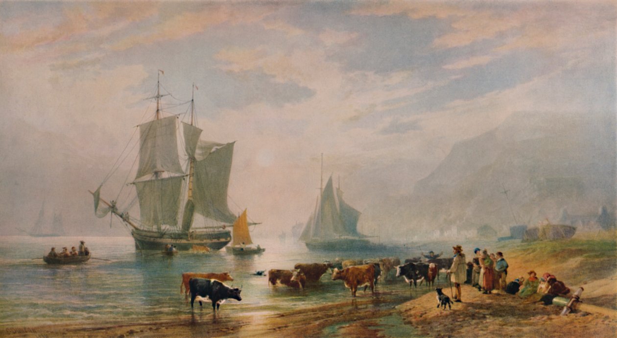 Letní večer: Vyloďovací dobytek, 1858, 1935 od Edward Duncan