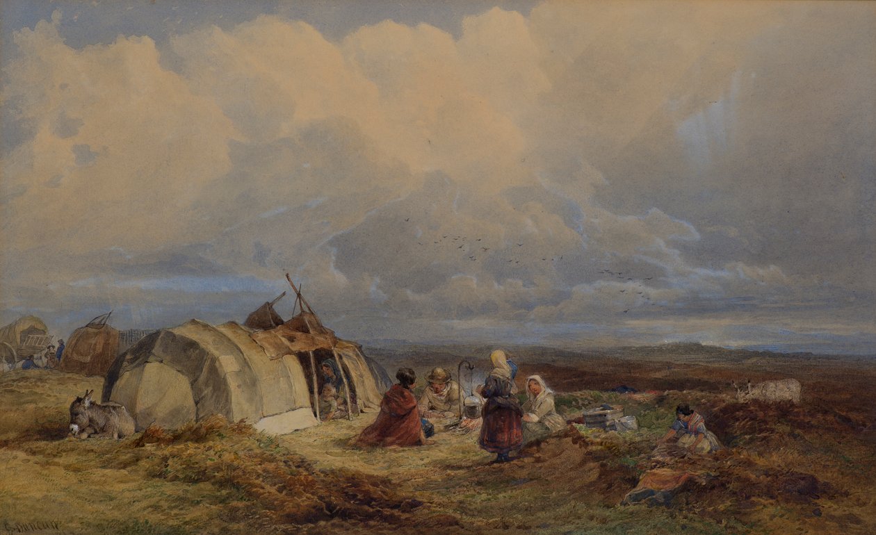 Gipsy Encampment, cca 1863 (akvarel) od Edward Duncan